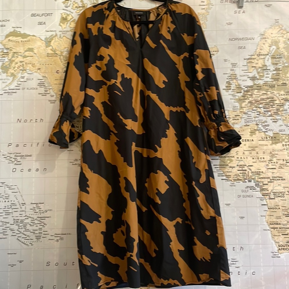 WHO WHAT WEAR ANIMAL PRINT MIDI DRESS